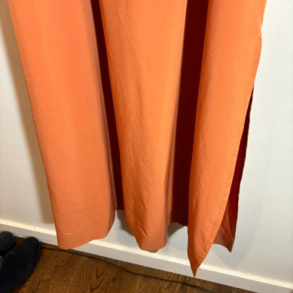 ATHLETA Sz L Arrival Wide Straps Crossed Back Side Slit Stretchy Maxi Dress - Picture 8 of 13